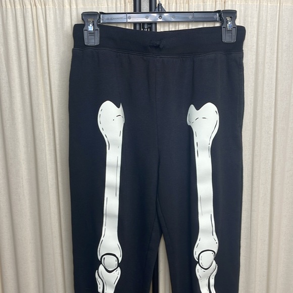 LADIES XS GLOW IN THE DARK SKELETON SWEATPANTS - Picture 2 of 7